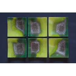 Bent Square Plate Green Smudges  – 17 x 17 cm