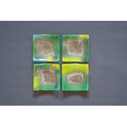 Bent Square Plate Green Smudges – 13 x 13 cm