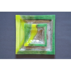 Kwadratowa patera - Smugi Zielone - 35x35 cm