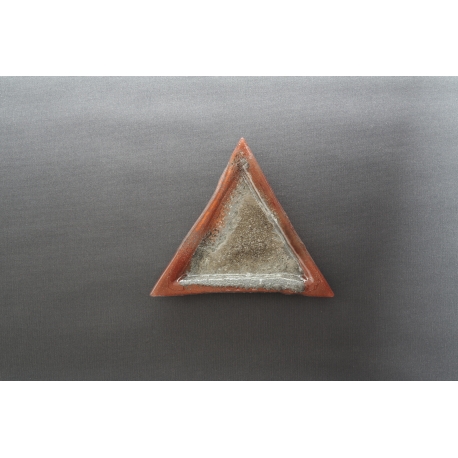 Trójkątny płaski talerz - Brąz + Srebro - 23x23x23 cm