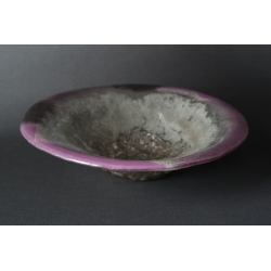 Creased bowl Purple + Silver size  33 cm