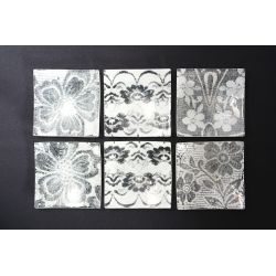 Bent Square Plate White lace Lena 17x17 cm